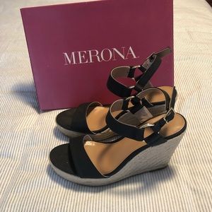 Black and straw wedges from Target